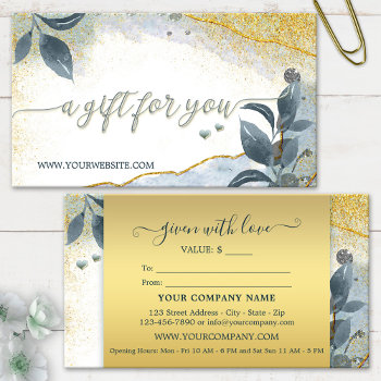 Elegant Gold Artistic Leaves Gift Certificate by sunnysites at Zazzle