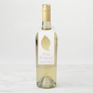 Elegant Gold Autumn Leaf - Happy Thanksgiving