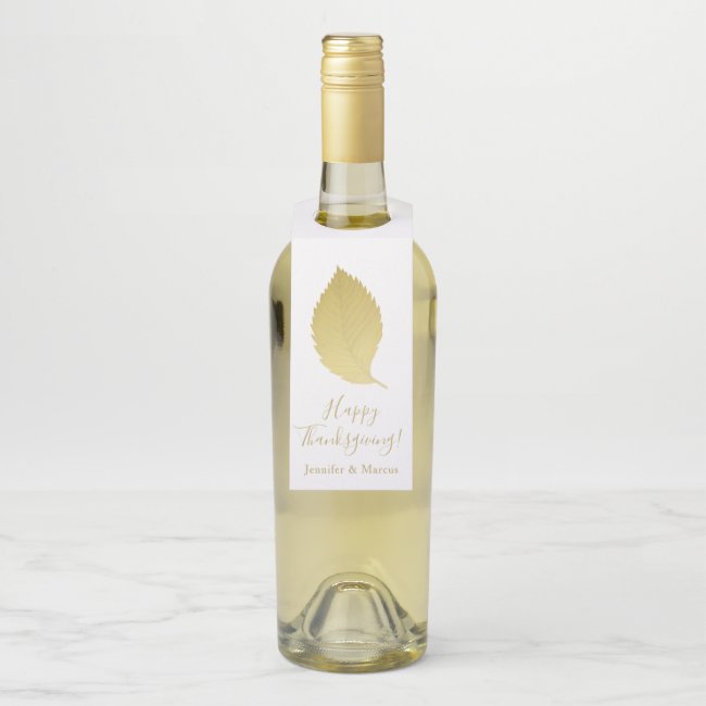 Elegant Gold Autumn Leaf - Happy Thanksgiving
