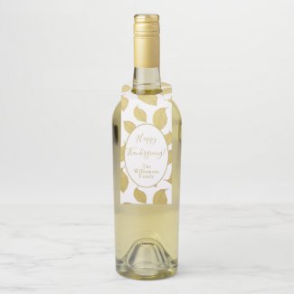 Elegant Gold Autumn Leaves - Happy Thanksgiving