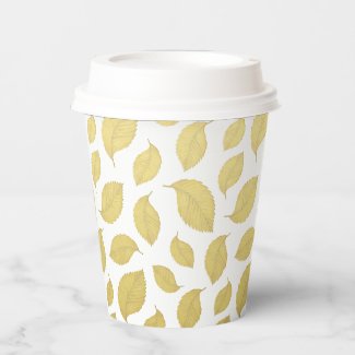 Elegant Gold Autumn Leaves Paper Cups