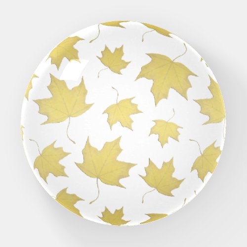 Elegant Gold Autumn  Maple Leaf Pattern Paperweight
