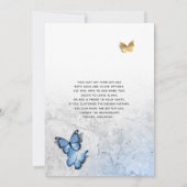 Elegant Gold Baby Blue Butterfly Wedding Invitation (Back)