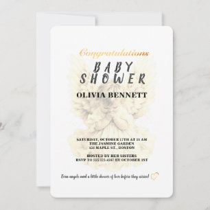Elegant Gold Baby Girl Angel Shower Invitation