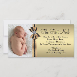 Elegant Gold Baby's First Christmas Holiday Card