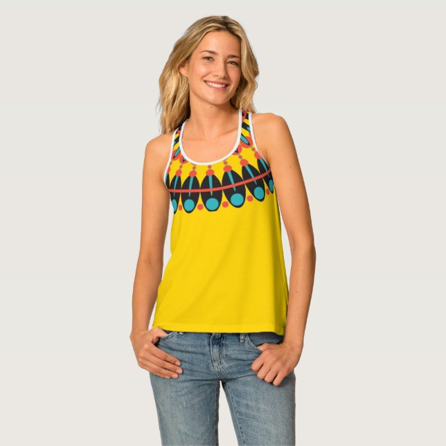 Elegant Gold Back Mandala Black Blue Orange Summer Tank Top (Front Full)