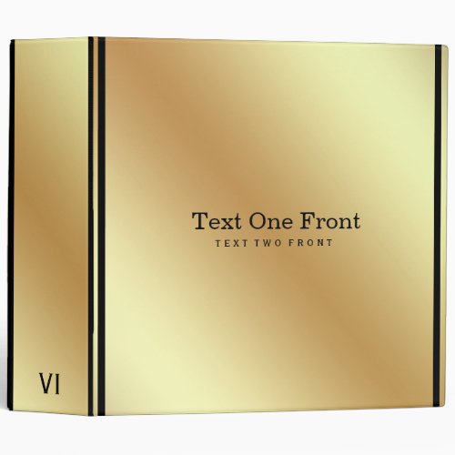 Elegant Gold Background Black Lines 3 Ring Binder