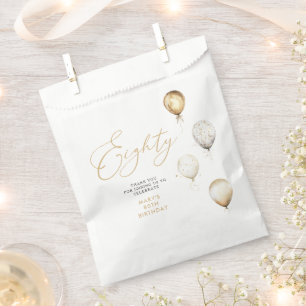 Elegant Gold Balloon 80th Birthday Party Favor Bag