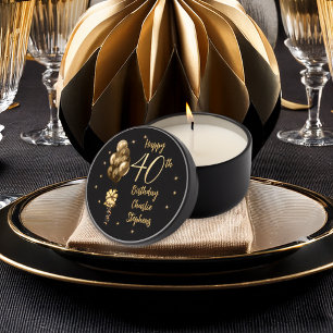 Elegant Gold Balloons on Black 40th Birthday Party Mini Candle Favors