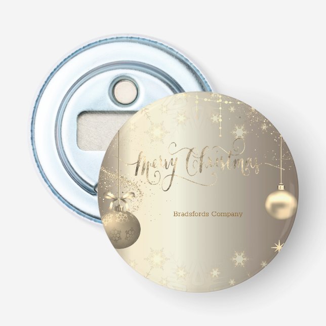 Elegant Gold Balls Snowflakes Stars Bottle Opener (Front)