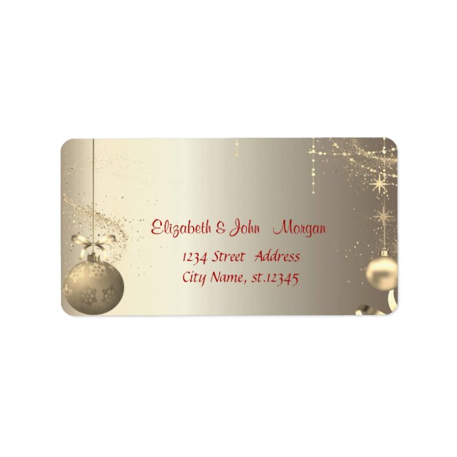 Elegant Gold Balls Snowflakes Stars Label (Front)