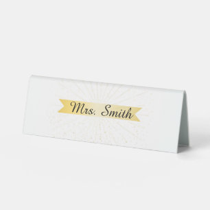 Elegant Gold Banner Wedding Placement Card Table Tent