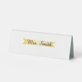 Elegant Gold Banner Wedding Placement Card Table Tent