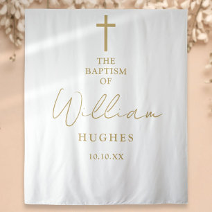 Elegant Gold Baptism Christening Photo Backdrop