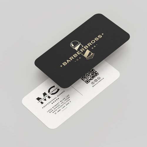 Elegant Gold Barber Pole BW Barbershop Modern  Business Card