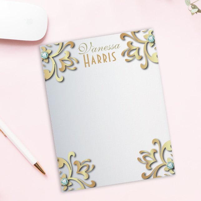 Elegant Gold Baroque Filigree Border On Silver   Letterhead (Creator Uploaded)