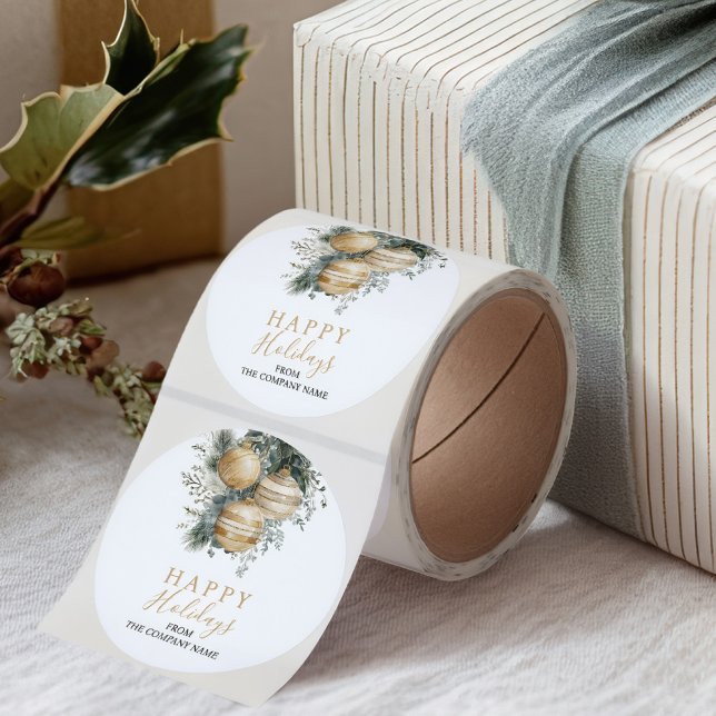 Elegant gold Baubles Greenery Christmas Holidays Classic Round Sticker (Elegant gold Baubles Greenery Christmas Holidays Classic Round Sticker)