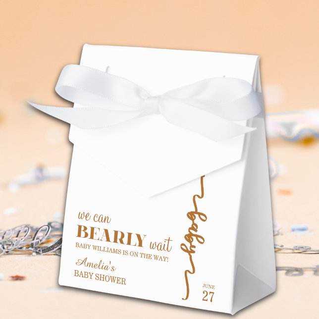 Elegant Gold Bear Balloon Bearly Wait Neutral Favor Boxes (Creator Uploaded)