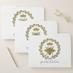 Elegant Gold Bee Crown and Wreath File Folder