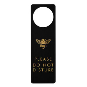 Elegant Gold Bee Do Not Disturb Black Luxury Door Hanger