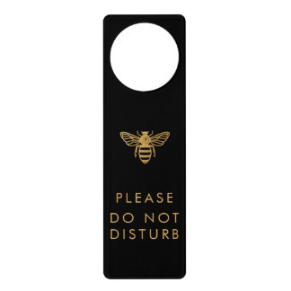 Elegant Gold Bee Do Not Disturb Black Luxury Door Hanger