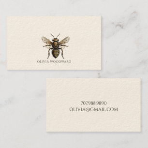 Elegant Gold Bee Illustration Calling Card