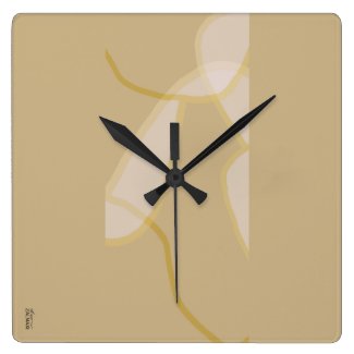 Elegant Gold Beige Abstract Floral Pattern Square Wall Clock