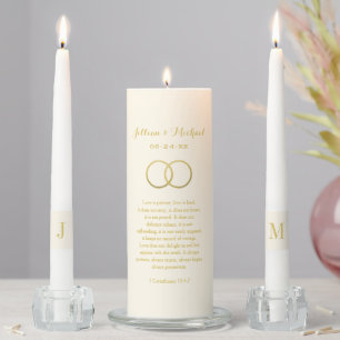 Elegant Gold Bible Verse Monogram Unity Candle Set