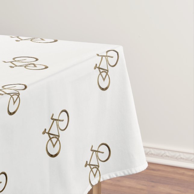 Elegant Gold Bike Pattern Bicycle Cycling Cyclist Tablecloth (In Situ)