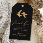 Elegant Gold Birds Wedding Thank You Gift Tags<br><div class="desc">These beautiful wedding favor tags feature two birds flying together in faux gold foil over a pure black background. Faux gold foil reads,  "Thank You" in stylish typography. Elegant,  classy,  modern,  and unique - perfect for guests on your special day!</div>