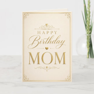 Elegant Gold Birthday Card for Mom
