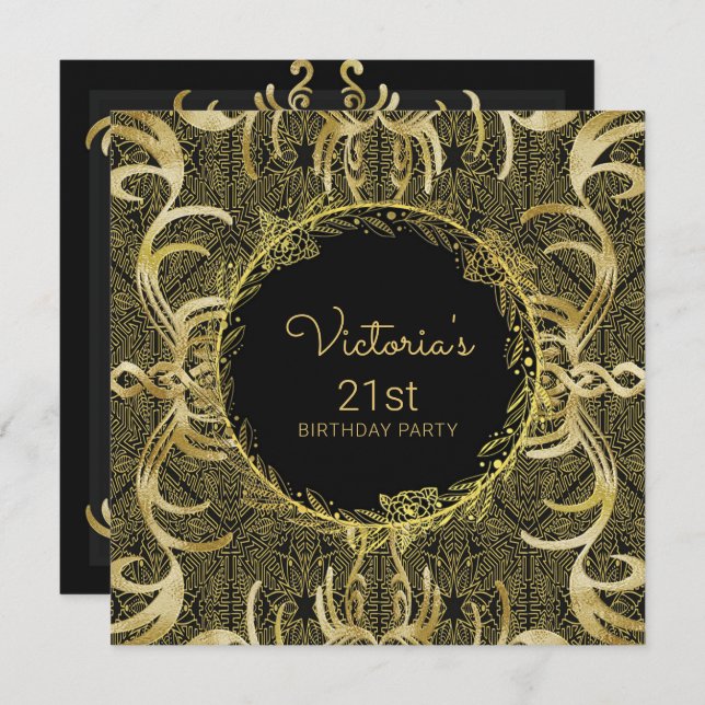 Elegant Gold Birthday Invitation (Front/Back)