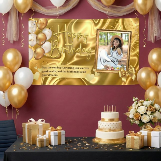 Elegant Gold Birthday Party  Banner (Creator Uploaded)