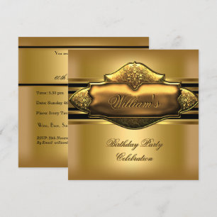 Elegant Gold Birthday Party Mens 60th Invitation