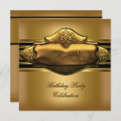 Elegant Gold Birthday Party Mens 60th Invitation (Front/Back)