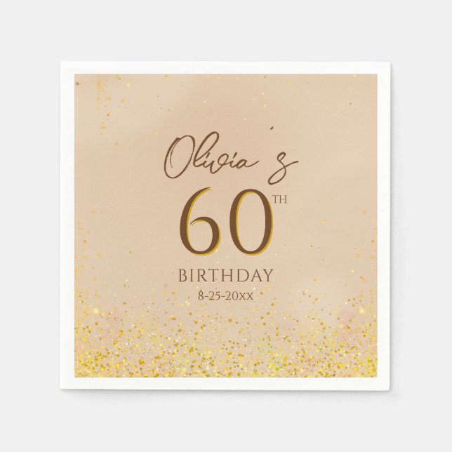 Elegant Gold Birthday Party Napkins (Front)