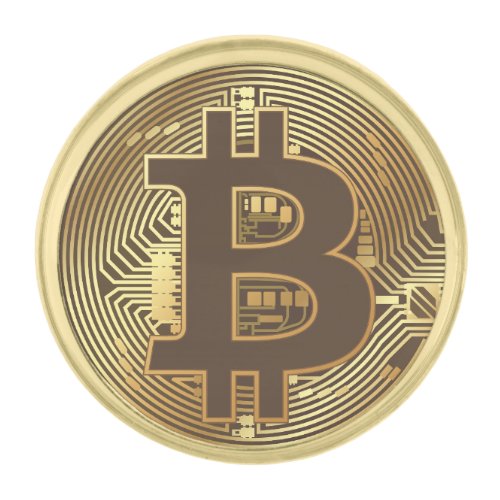 Elegant Gold Bitcoin Currency Icon Gold Finish Lapel Pin