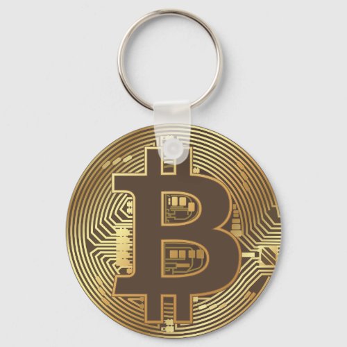 Elegant Gold Bitcoin Currency Icon Keychain