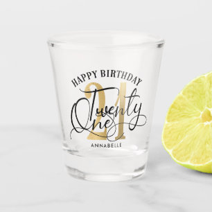 Elegant Gold & Black 21st Birthday  Shot Glass