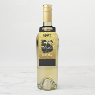 Elegant Gold Black 50th Birthday Party Favor Bottle Hanger Tag