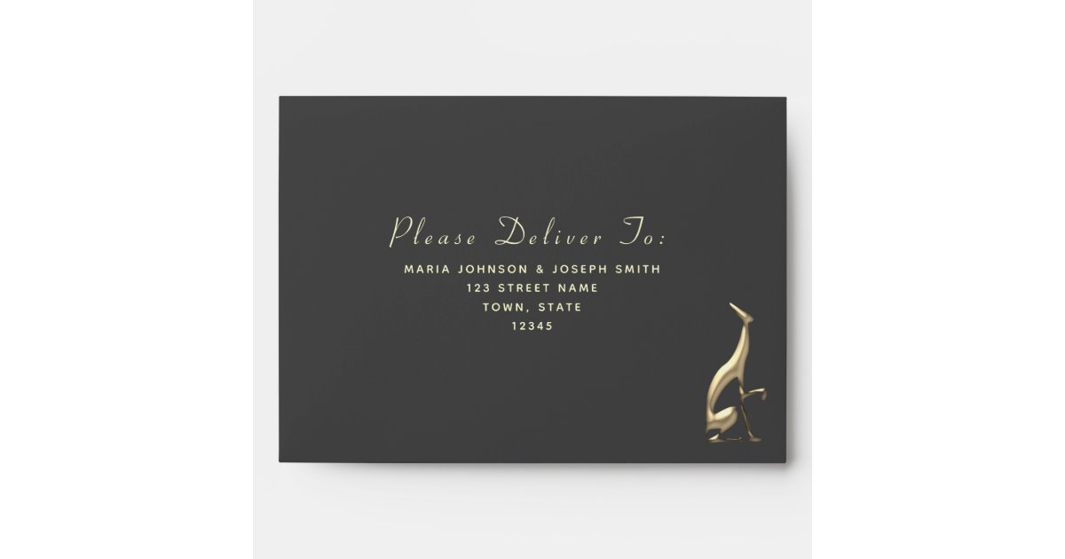 5x7 Black outside and Gold Inside Envelope, Zazzle