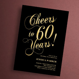 Elegant Gold Black 60th Birthday Invitation
