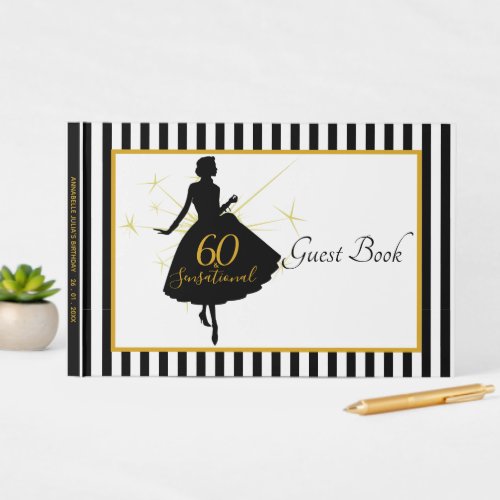 Elegant Gold Black 60th BIRTHDAY Party Guest Book