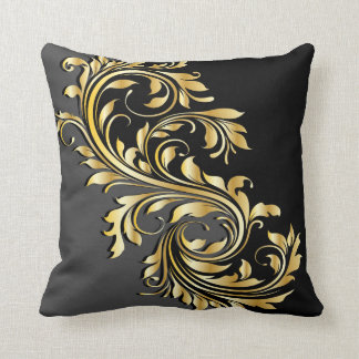 Elegant Gold, Black and Grey Design Throw Pillow