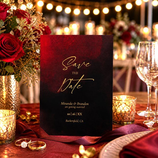 Elegant Gold Black and Red Wedding Save The Date (Creator Uploaded)