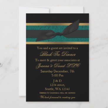Elegant Gold Black Aqua Corporate party Invitation