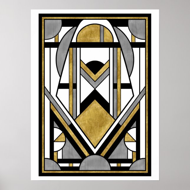Elegant Gold Black Art Deco Abstract Astronaut  Poster (Front)