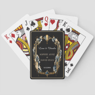 Elegant Gold Black Art Deco Casino Night Wedding Poker Cards