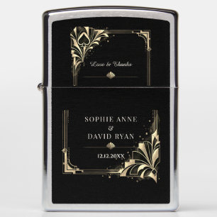 Elegant Gold Black Art Deco Casino Night Wedding Zippo Lighter
