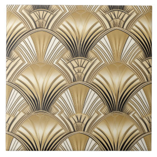 Elegant gold black art deco pattern ceramic tile